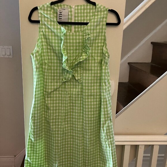 Green Gingham Dress with Ruffle - Picture 3 of 8
